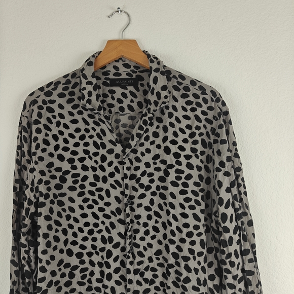 All Saints PIERO LS Cheetsh Printed Long Sleeve Button Down Shirt Size Medium - Picture 5 of 10